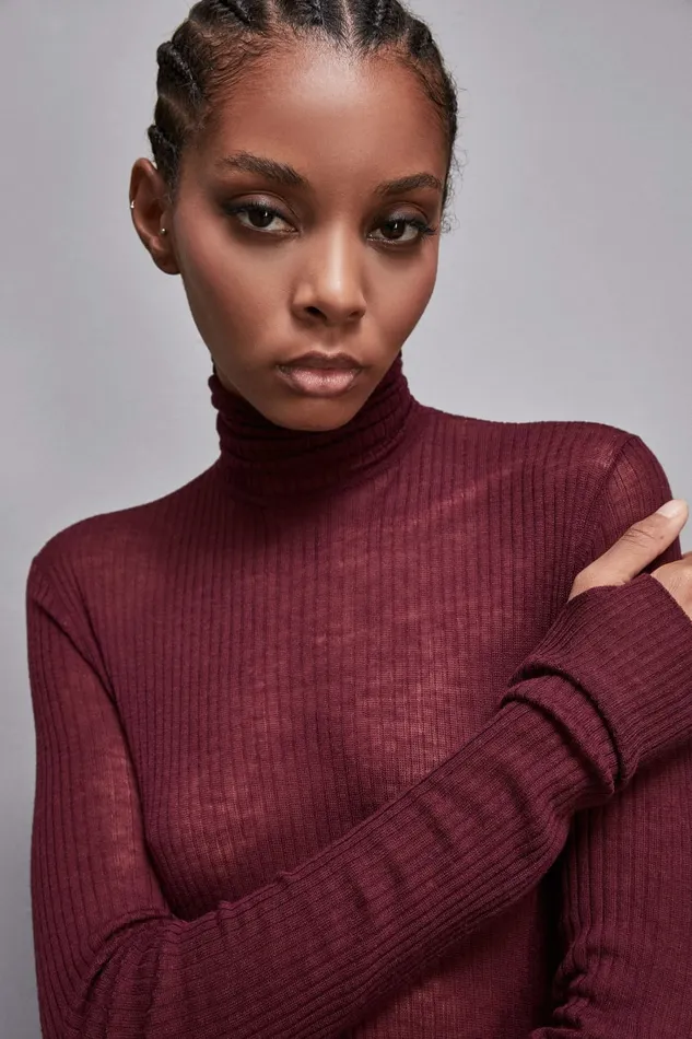 Patrizia Pepe Knitwear Essential Slim Fit Wool Sweater Red 8211 Women