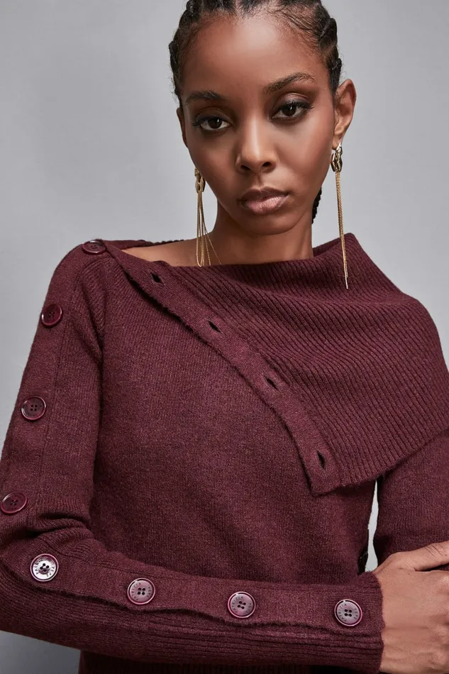 Patrizia Pepe Knitwear Soft Sweater With Buttons Red 8211 Women