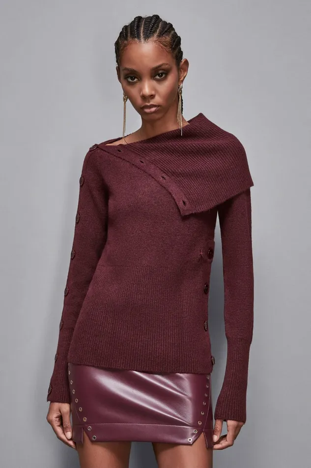 Patrizia Pepe Knitwear Soft Sweater With Buttons Red 8211 Women