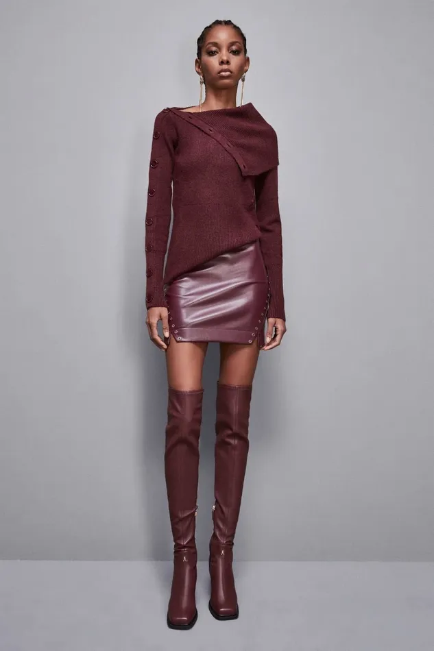 Patrizia Pepe Knitwear Soft Sweater With Buttons Red 8211 Women