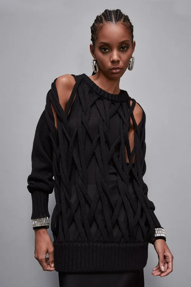 Patrizia Pepe Knitwear Wool Weave Sweater Black 8211 Women