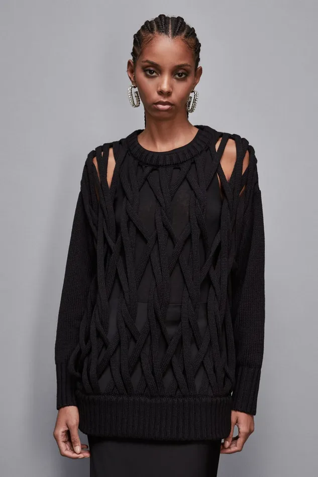 Patrizia Pepe Knitwear Wool Weave Sweater Black 8211 Women