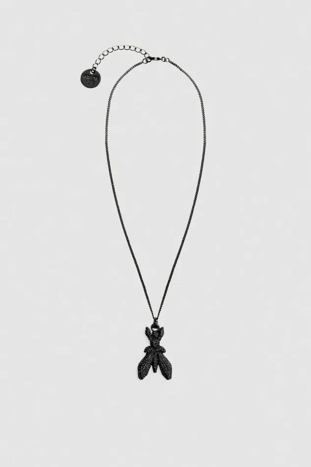 Patrizia Pepe Necklaces Brass And Glass Necklace With Rhinestones Black 8211 Women