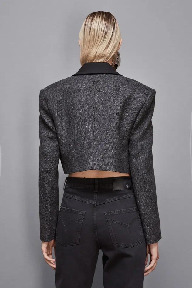 Patrizia Pepe Outerwear Cropped Cloth Jacket Grey 8211 Women
