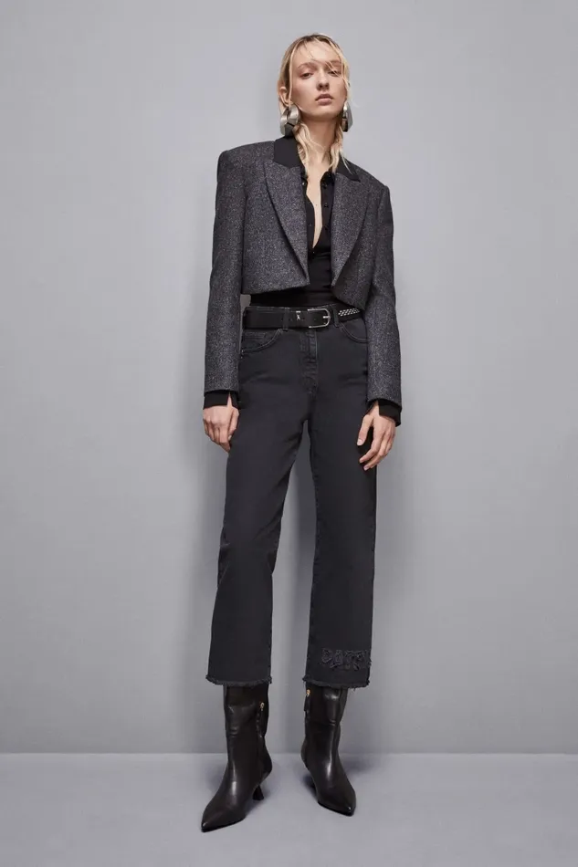 Patrizia Pepe Outerwear Cropped Cloth Jacket Grey 8211 Women