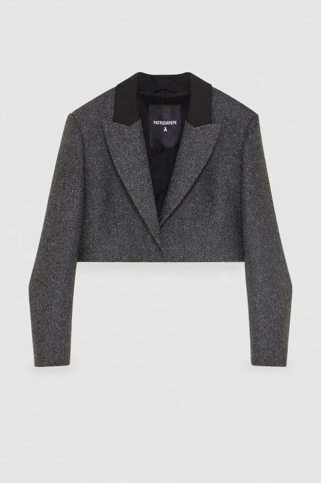Patrizia Pepe Outerwear Cropped Cloth Jacket Grey 8211 Women