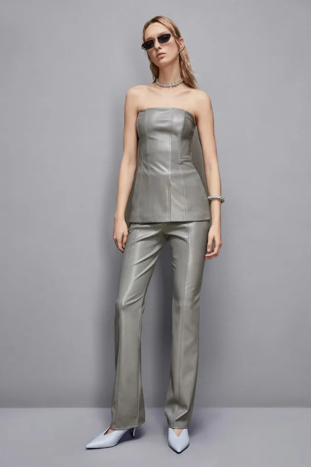 Patrizia Pepe Pants and Jeans Zippered Slim Pants Grey 8211 Women