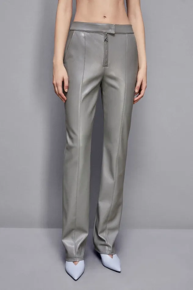 Patrizia Pepe Pants and Jeans Zippered Slim Pants Grey 8211 Women