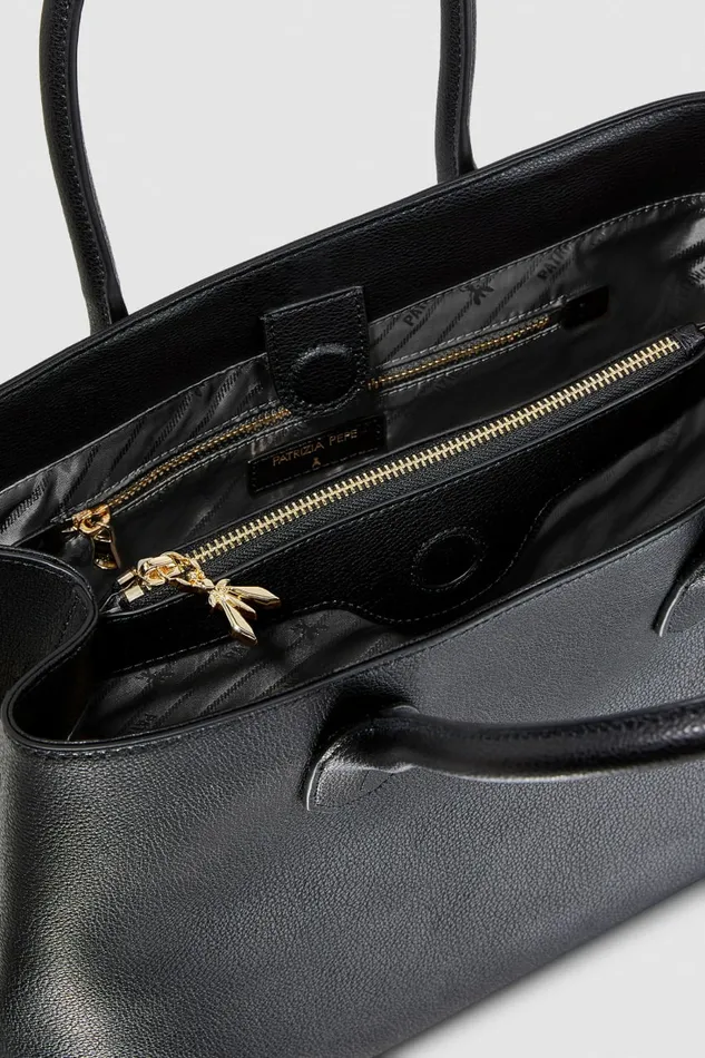 Patrizia Pepe Shoppers Fly Leather Shopping Bag With Shoulder Strap Black 8211 Women