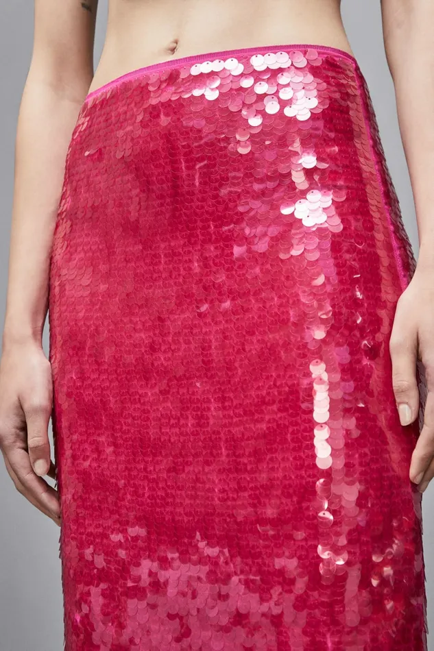 Patrizia Pepe Skirts Stretch Sequined Tulle Skirt Pink 8211 Women