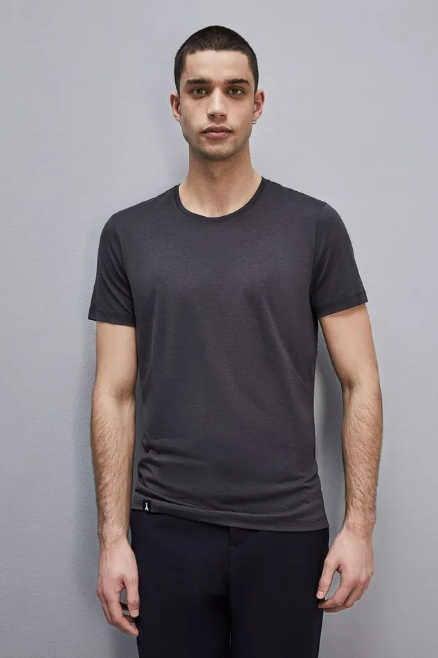 Patrizia Pepe Tops and Shirts Slim Fit TShirt In Lyocell Jersey And Cotton Blue 8211 Men