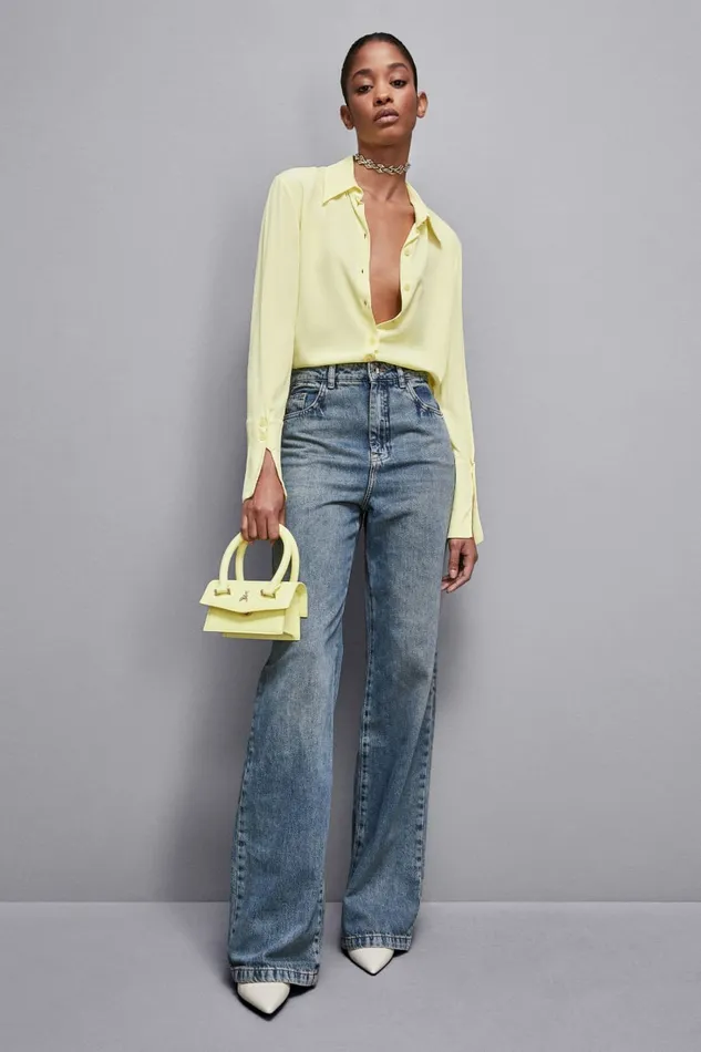 Patrizia Pepe Tops Essential Crepe LongSleeved Shirt Yellow 8211 Women