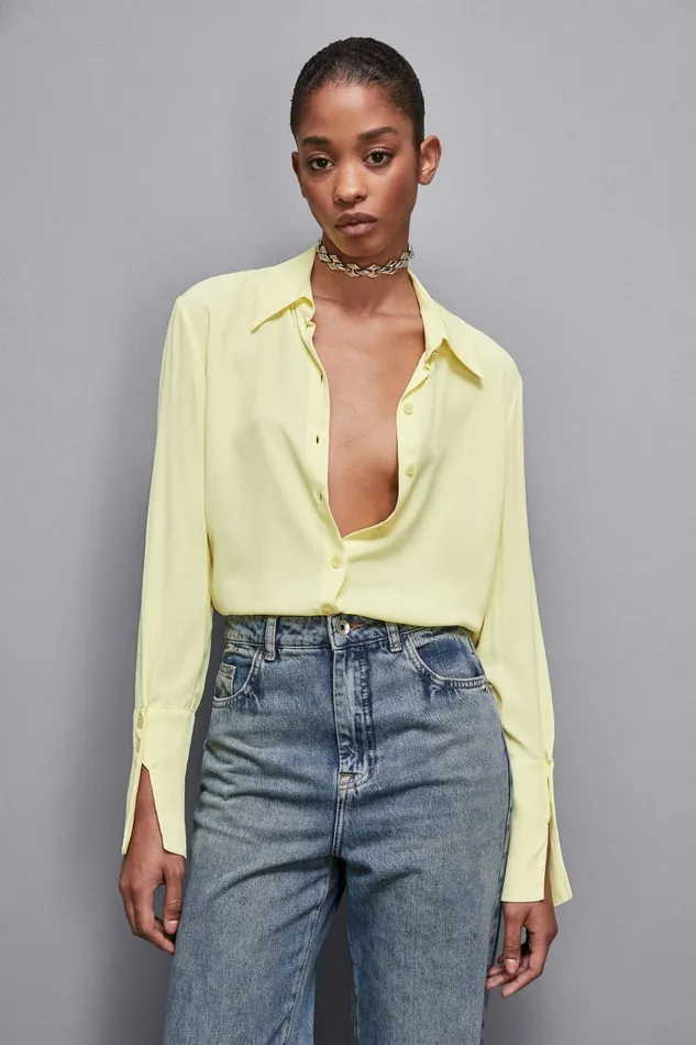 Patrizia Pepe Tops Essential Crepe LongSleeved Shirt Yellow 8211 Women
