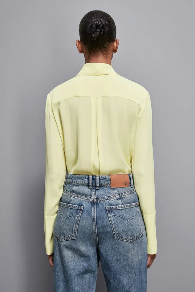Patrizia Pepe Tops Essential Crepe LongSleeved Shirt Yellow 8211 Women