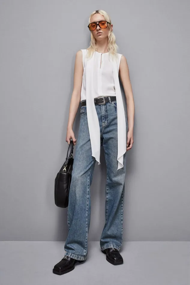 Patrizia Pepe Tops Essential Crepe Top White 8211 Women