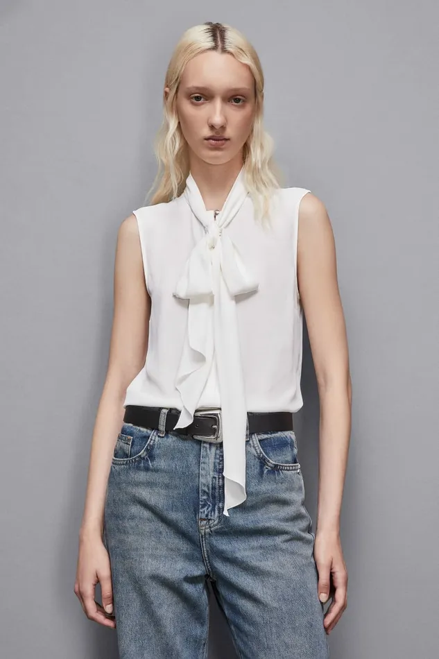Patrizia Pepe Tops Essential Crepe Top White 8211 Women