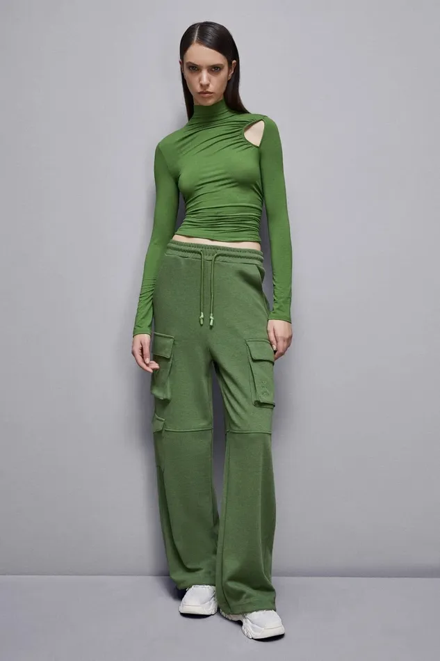 Patrizia Pepe Tops Essential Jersey Turtleneck TShirt Green 8211 Women