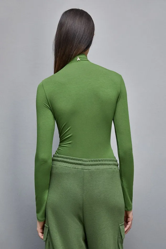 Patrizia Pepe Tops Essential Jersey Turtleneck TShirt Green 8211 Women
