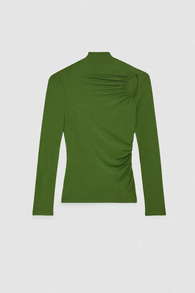 Patrizia Pepe Tops Essential Jersey Turtleneck TShirt Green 8211 Women