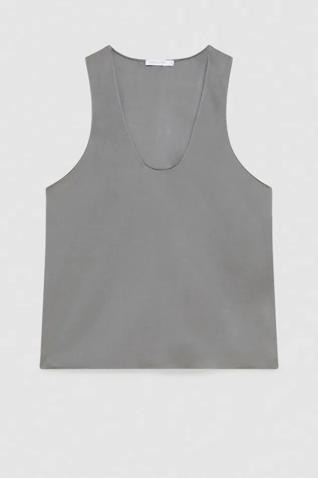 Patrizia Pepe Tops Shiny Satin Blouse Grey 8211 Women