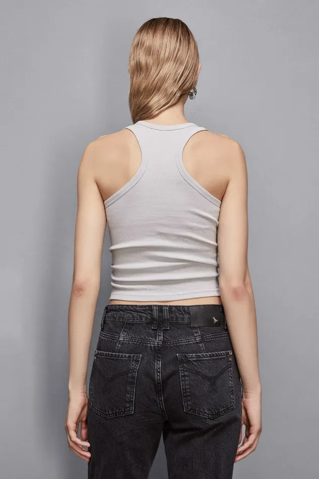 Patrizia Pepe Tops Tank Top With Rhinestone Details Grey 8211 Women