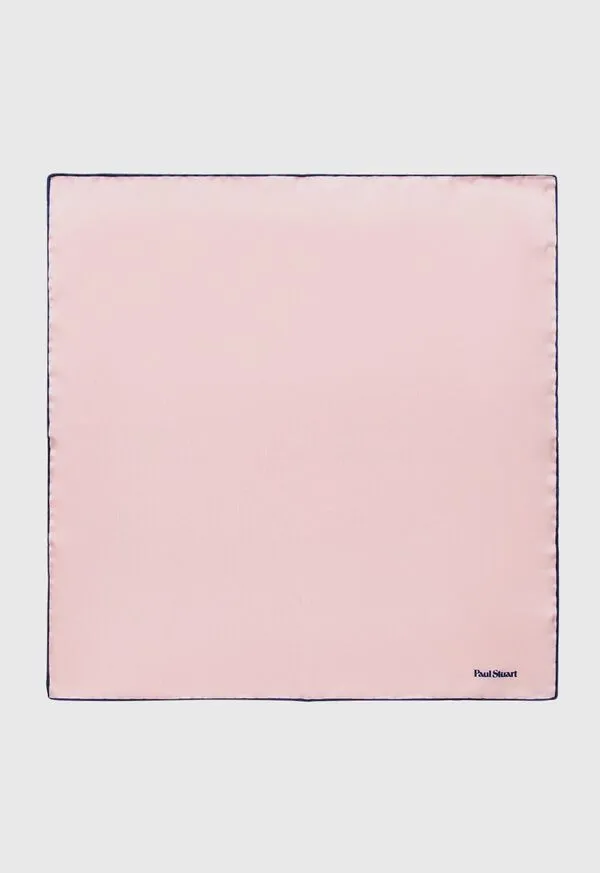 Paulstuart Pocket Squares Mens Hand Screen Printed Silk Pocket Square PinkNavy