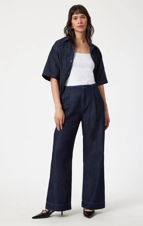 Pera Pleated Wide Leg In Rinse Denim Women Mavi Jeans Denim Pera Pleated Wide Leg In Rinse Denim Women Mavi Jeans Denim