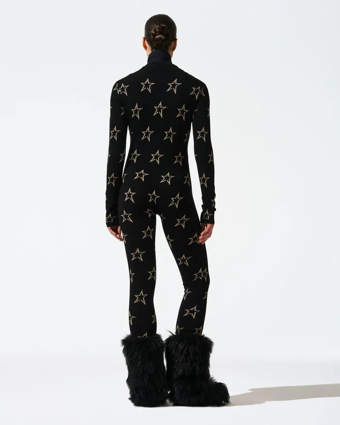 Perfect Moment Floro Merino Wool Jumpsuit Black Women Knitwear