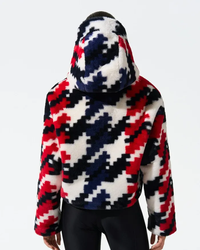 Perfect Moment Houndstooth Noelle Faux Fur Jacket Houndstooth Women Jackets