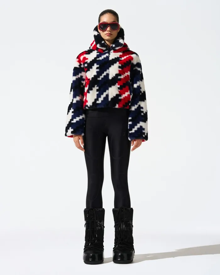 Perfect Moment Houndstooth Noelle Faux Fur Jacket Houndstooth Women Jackets