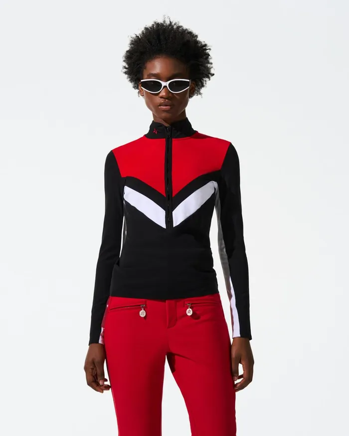 Perfect Moment JG Thermal HalfZip Top Red and Black Women Base Layers