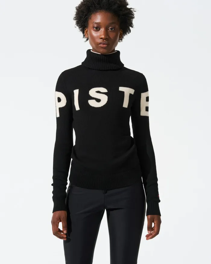 Perfect Moment Piste Merino Wool Sweater Black Women Tops