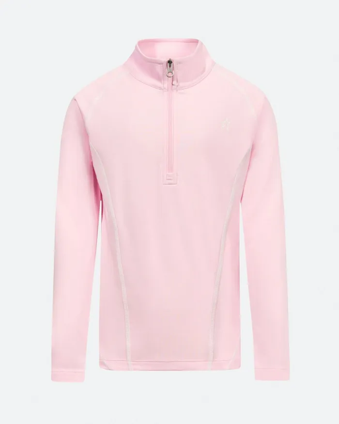 Perfect Moment Thermal Half Zip Pale Pink Kids Base Layers