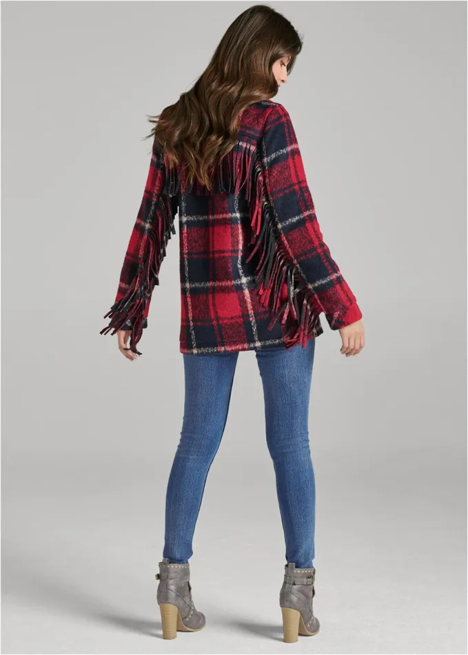 PLAID PRINT SHACKET Red Multi Women VENUS Coats