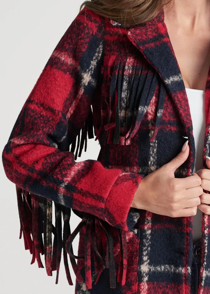 PLAID PRINT SHACKET Red Multi Women VENUS Coats