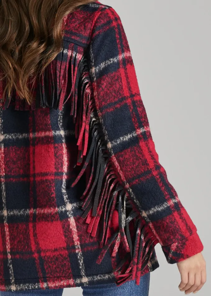 PLAID PRINT SHACKET Red Multi Women VENUS Coats