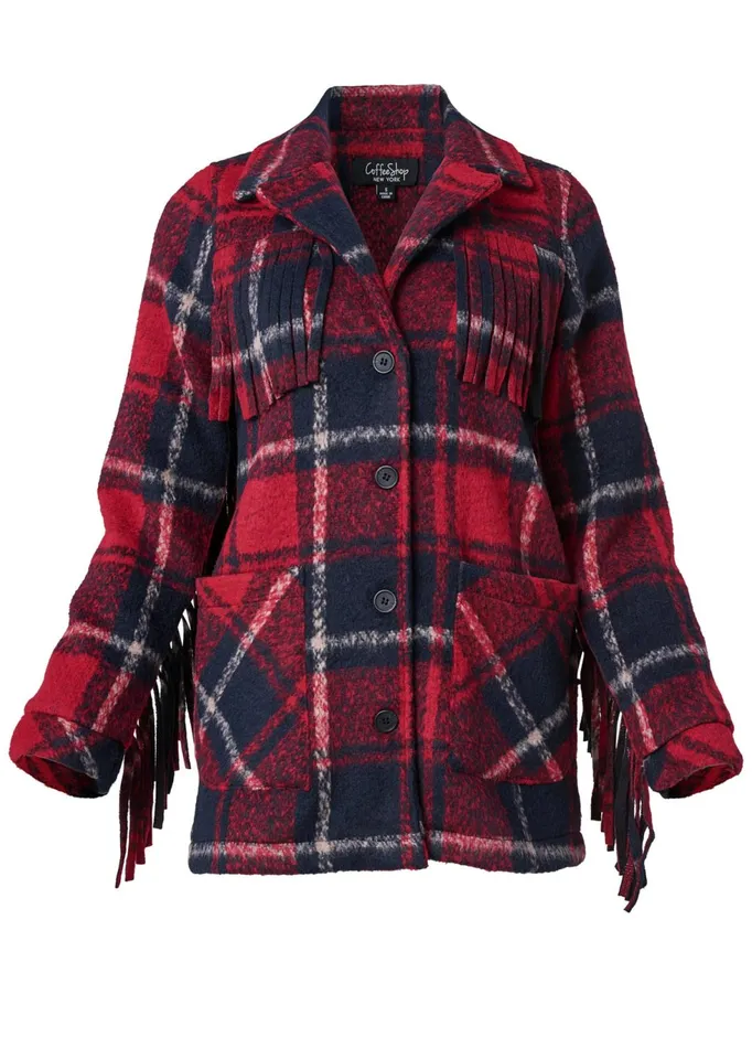 PLAID PRINT SHACKET Red Multi Women VENUS Coats