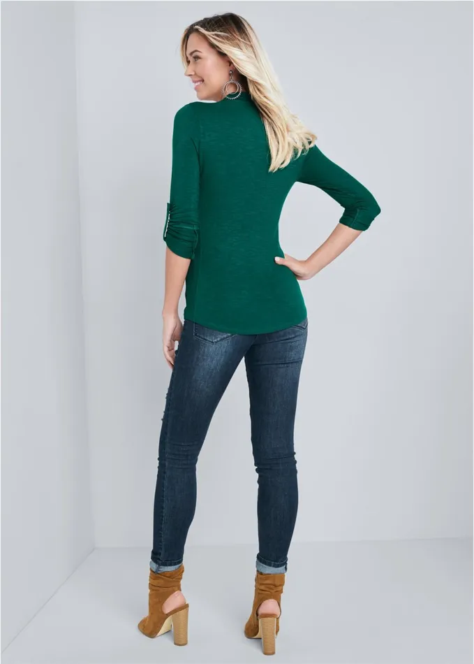 Pocket ButtonUp Top Green Women VENUS Casual Tops