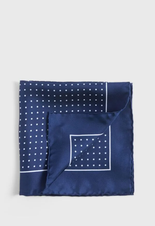 Pocket Squares Paulstuart Mens Silk Twill Dot Print Pocket Square SilverWhite