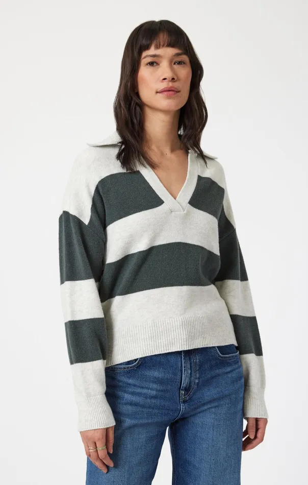 Polo Pullover Sweater In Urban Chic Stripe Women Mavi Jeans Sweaters Polo Pullover Sweater In Urban Chic Stripe Women Mavi Jeans Sweaters