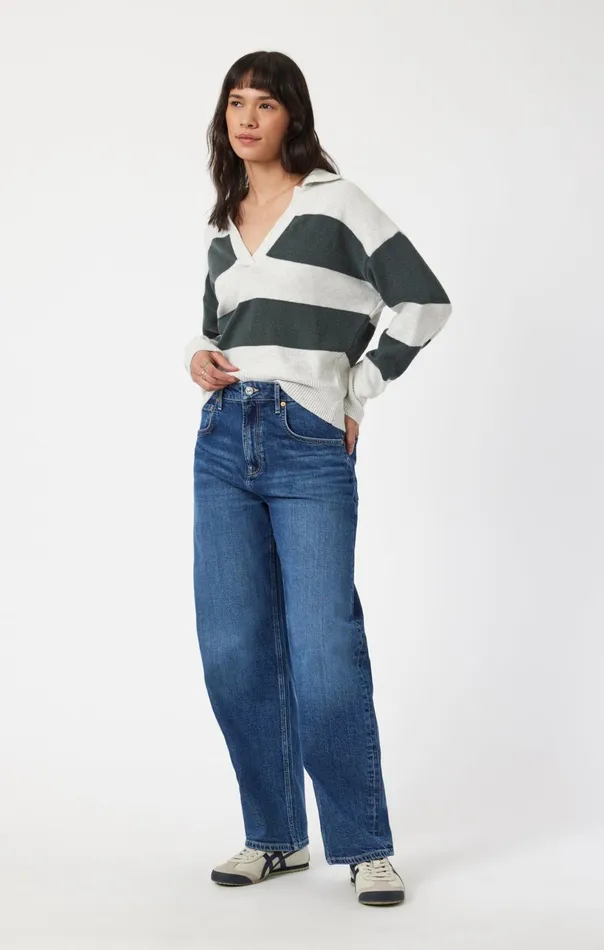 Polo Pullover Sweater In Urban Chic Stripe Women Mavi Jeans Sweaters Polo Pullover Sweater In Urban Chic Stripe Women Mavi Jeans Sweaters