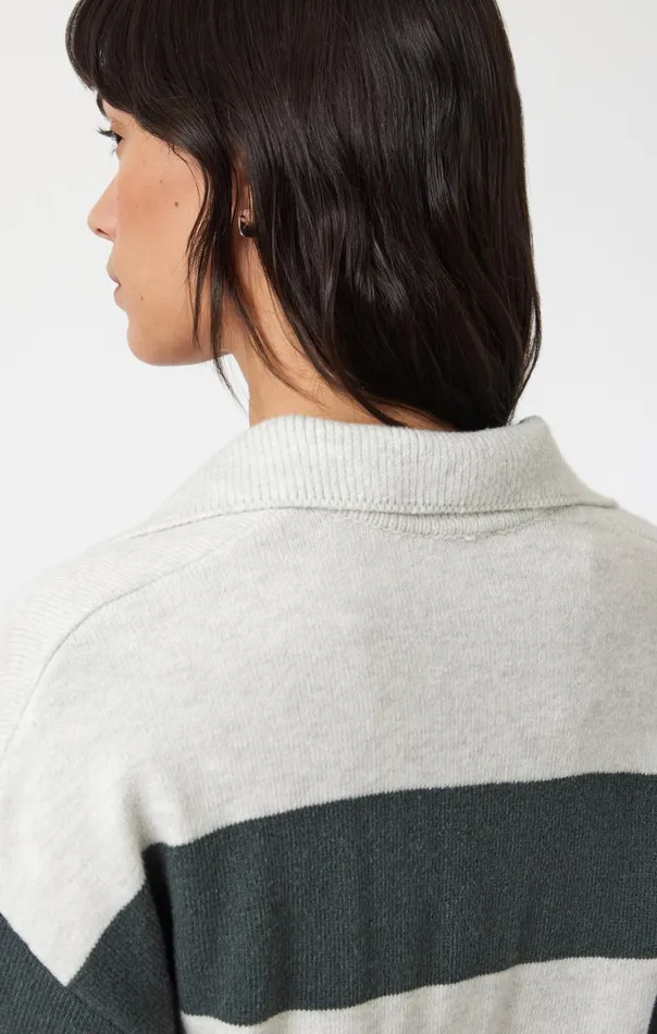 Polo Pullover Sweater In Urban Chic Stripe Women Mavi Jeans Sweaters Polo Pullover Sweater In Urban Chic Stripe Women Mavi Jeans Sweaters