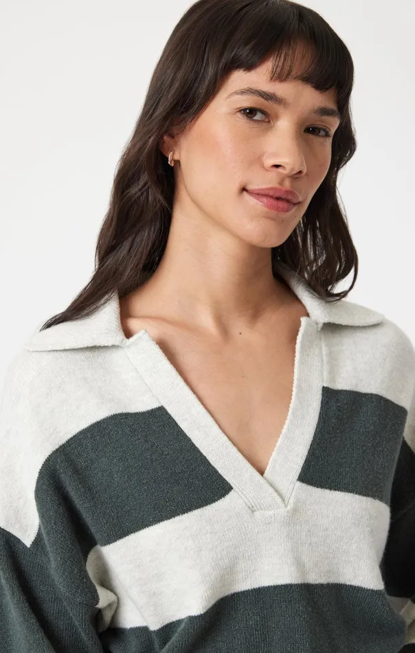 Polo Pullover Sweater In Urban Chic Stripe Women Mavi Jeans Sweaters Polo Pullover Sweater In Urban Chic Stripe Women Mavi Jeans Sweaters