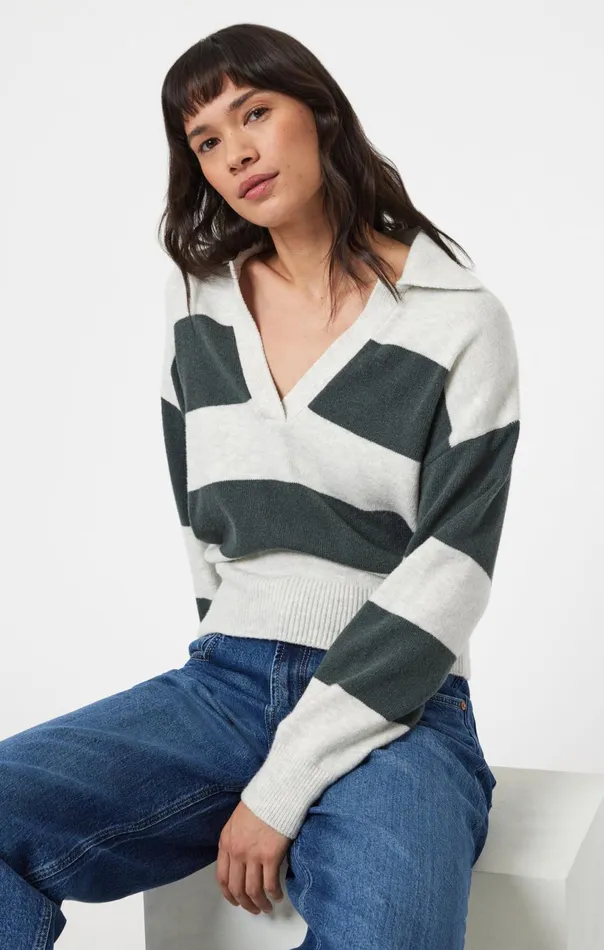 Polo Pullover Sweater In Urban Chic Stripe Women Mavi Jeans Sweaters Polo Pullover Sweater In Urban Chic Stripe Women Mavi Jeans Sweaters