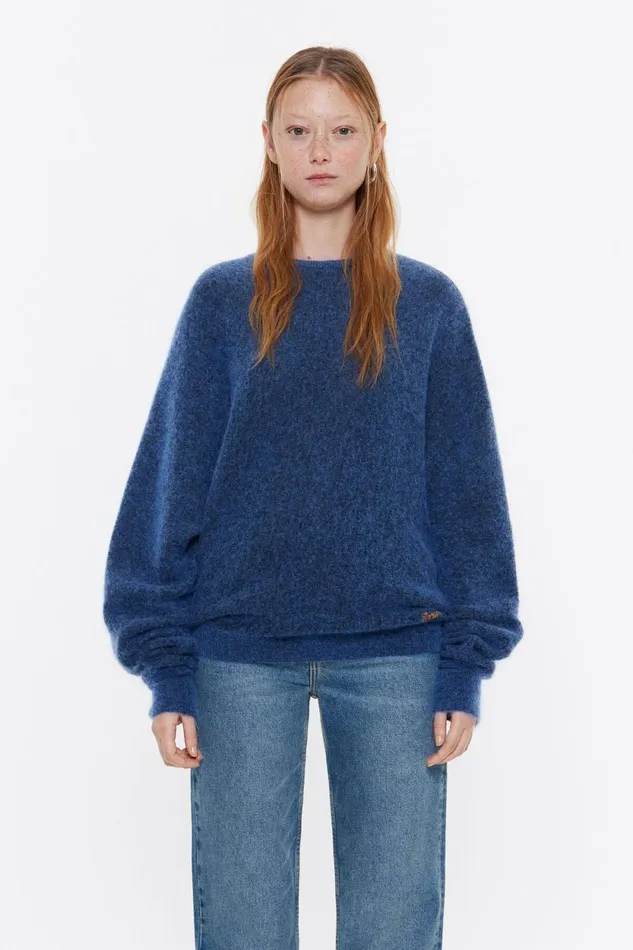 Powder Blue Mohair Twisted Sweater Dusty Blue Women Bimba Y Lola Knitwear