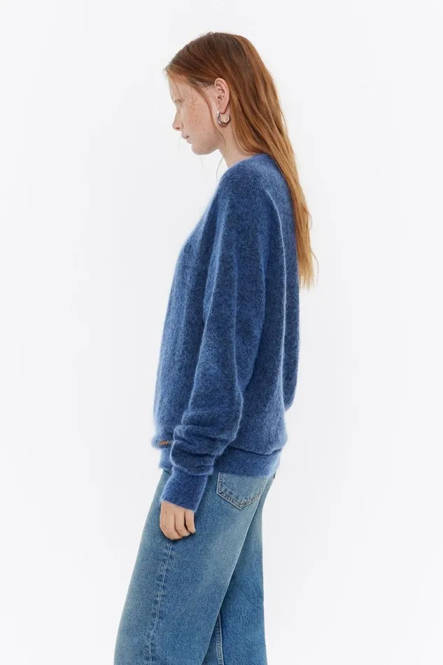Powder Blue Mohair Twisted Sweater Dusty Blue Women Bimba Y Lola Knitwear Powder Blue Mohair Twisted Sweater Dusty Blue Women Bimba Y Lola Knitwear