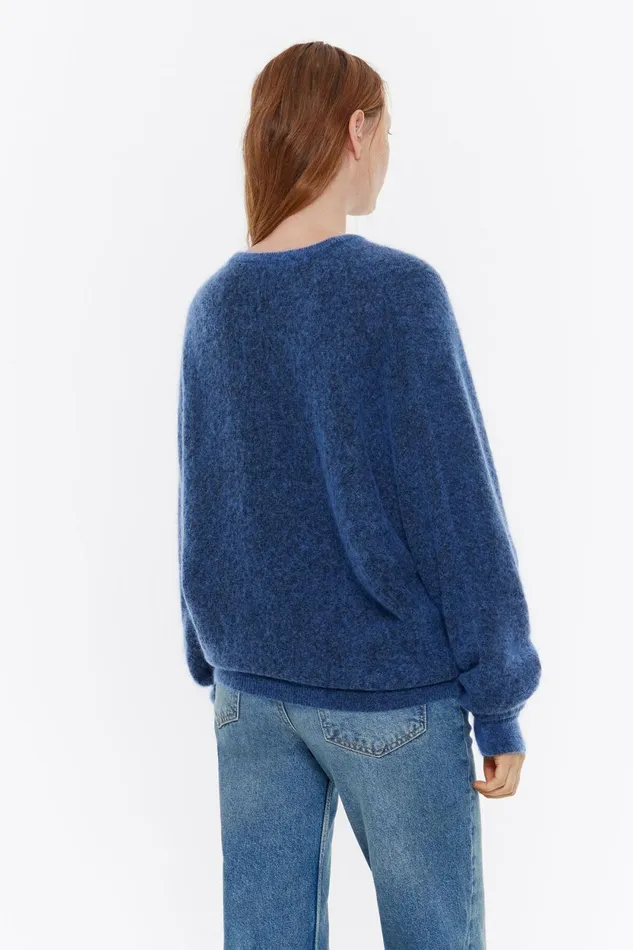 Powder Blue Mohair Twisted Sweater Dusty Blue Women Bimba Y Lola Knitwear Powder Blue Mohair Twisted Sweater Dusty Blue Women Bimba Y Lola Knitwear