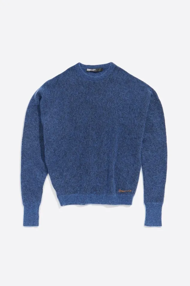 Powder Blue Mohair Twisted Sweater Dusty Blue Women Bimba Y Lola Knitwear Powder Blue Mohair Twisted Sweater Dusty Blue Women Bimba Y Lola Knitwear