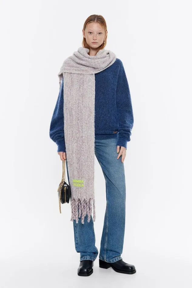 Powder Blue Mohair Twisted Sweater Dusty Blue Women Bimba Y Lola Knitwear Powder Blue Mohair Twisted Sweater Dusty Blue Women Bimba Y Lola Knitwear