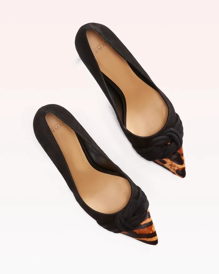 Pumps Women Alexandre Birman Vicky 55 Kitten Heel Pump In Black and Leopard Alexandre Birman Black